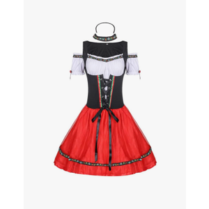 Oktoberfest Costume Women Bavarian Dress Dirndl Black Pink Halloween Green for Authentic Exclusive Lolita Punk Clothes XL