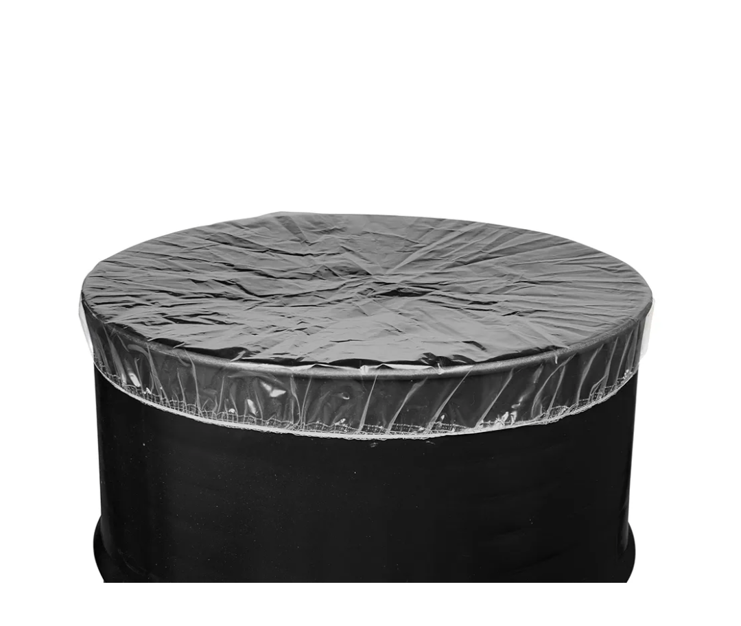 Elastic Polyethylene Drum Covers, Snug Fit, Easy Application and Removal, Durable, Protection Against Contaminants (30 Gallon/24" Clear, 25)