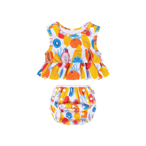 babygoal Baby Girl Swimsuits with Reusable Swim Diaper 2-Piece, Tankini Bathing Suit Swimwear for Infant and Toddler , 0-12M