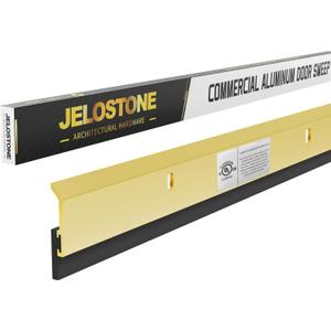 2 Pack - 36'' Commercial Door Bottom Sweep(Gold Anodized) JS-N315, Heavy Duty Aluminum, with Neoprene Rubber Insert, Ideal for Residential & Commercial Use