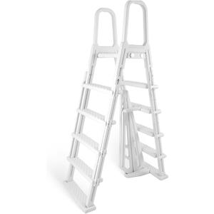 Blue Wave A Frame Flip Up Ladder for 48 to 54-in Deep Above Ground Pools  No Deck Required - Weather-Resistant Resin with Non-Skid Treads & Anti-Entrapment Design - Easy Setup, 350-lb Capacity