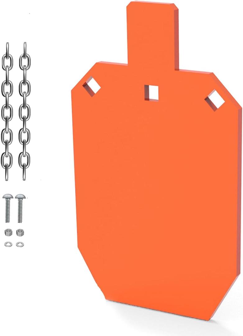1/2" Thick 12"x20" AR500 Steel Targets for Shooting, Metal Gong Shooting Target, with Metal Chains, Neon Orange Color