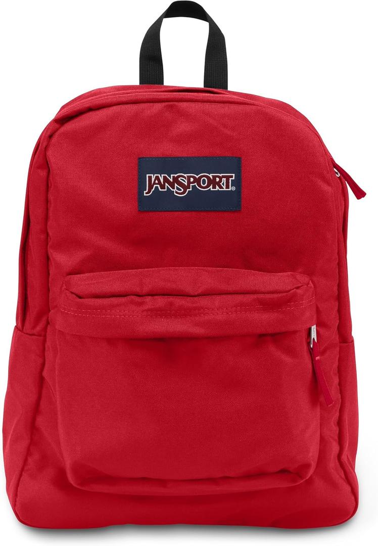 JanSport Super Break One Backpacks - Durable, Lightweight Bookbag with 1 Main Compartment, Front Utility Pocket with Built-in Organizer - Premium Backpack, Red Tape