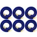 Woanger 6 Pack Velvet Stanchion Rope, 5 Feet Crowd Control Stanchion Ropes Safety Barrier with Gold Plated Hook for Carpet Events Movie Theaters Grand Openings Hotels Party(Blue)