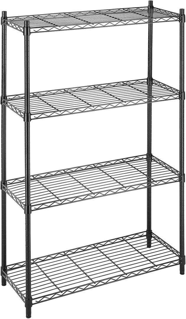 Whitmor Epoxy Coated Metal Supreme 4-Tier Shelving Unit, Black