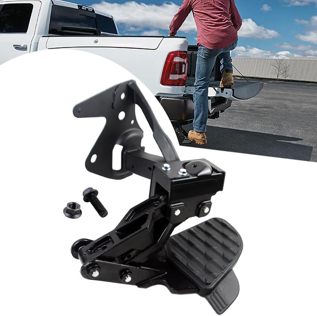 GELUOXI Rear Bed Step Replacement for Dodge Ram 1500 DT Dual Exhaust Vehicles 2019 2020 2021 2022 (New Body Style) Retractable Bumper Step 82215289AG 82215289AH