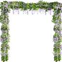 Syhood 4 Pieces 26 Ft in Total Purple Wisteria Garland Hanging Flowers Artificial Vine Wedding Silk Wisteria Hanging Flower for Wedding Arch Home Garden Party Outdoor Decor