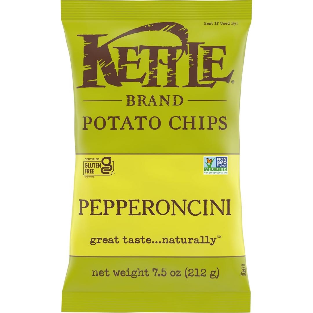 Kettle Brand Potato Chips, Pepperoncini Kettle Chips, 7.5 Oz (EXP 03/22/26)