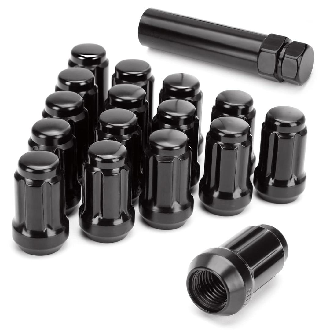ATV 3/8-24 Lug Nuts, 16 Pack 3/8x24 Polaris Lug Nuts 6 Spline Cone Acorn Seat with 1 Socket Key, Compatible with Polaris Ranger RZR Sportsman 400 500 570 600 700 800