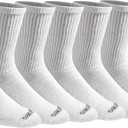 Dickies Men's Dri-Tech Essential Moisture Control Crew Socks Multipack, Solid White (6 Pairs), Large