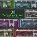 QUASIO Large Print Backlit Keyboard with 7-Color Backlit, Wired USB Lighted Computer Keyboards Oversize Letters Keys Easy to See, Illuminated Keyboard for PC, Laptop,Windows Desktop