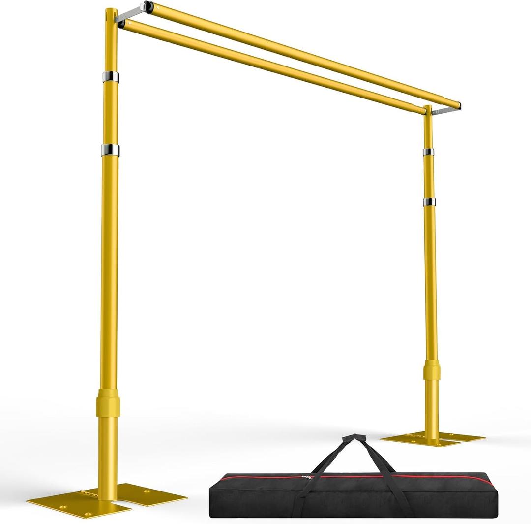 EMART Backdrop Stand Heavy Duty, Double Crossbar Pipe and Drape Photo Background Support Kit, Adjustable Metal Frame for Wedding Birthday Party Decorations-Gold12x10Ft