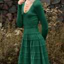 Wenrine Womens Long Sleeve Sweater Dress Knit Crochet Casual A Line Flowy Skater Mini Dresses (Green)