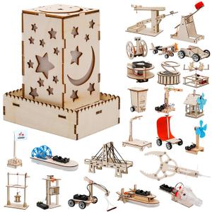 24 Pcs Party Favors Toy for Kids, STEM Science Kits Toys, Crafts Gifts Toys for Boys & Girls Aged 8-12, Kids Treasure Box Birthday Gift Ideas, Classroom Giveaways, Carnival Prizes Gift (Blue-Night Light)