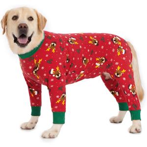 Dog Surgery Recovery Suit Onesies for Large Dogs Spayed Recovery Suit Cone Alternative After Surgery Abdominal Wounds Protector Dog Bodysuit for Medium Large Dogs Pajamas (2XL, Xmas)