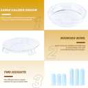 Raised Cat Food Bowls, Glass Cat Bowls Elevated with 6 Plastic Legs in 2 Heights. Protect The Spine and Prevent Vomiting(Blue)