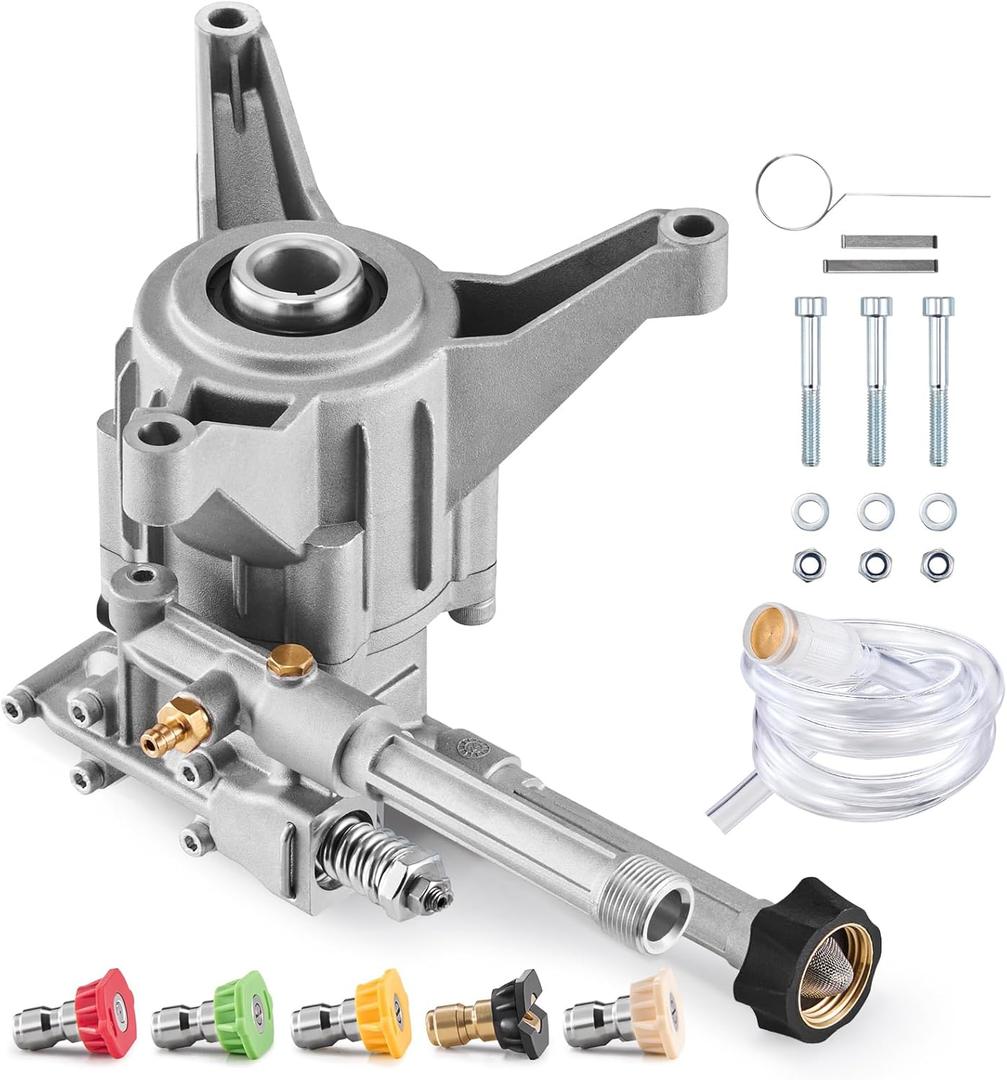 VEVOR Pressure Washer Pump, 7/8" Shaft Vertical, 3100 PSI, 2.5GPM, Replacement Power Washer Pumps Kit with 5 Nozzles, Compatible with Briggs & Stratton, Generac, Devilbiss, Troy Bilt, Honda, Craftsman