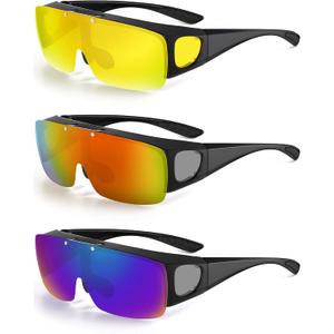 3 Pieces TAC Flip Glasses Sports Flipping Sunglasses Cover-ups Sunglasses (Assorted Colors)