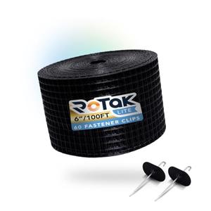 ROTAK Critter Guard LITE - 6in x 100ft Solar Panel Bird Prevention Roll Kit with Fastener Clips - Galvanized Black PVC Coated ½ inch Wire Roll Mesh (6" x 100' with 60 Fastener Clips)