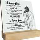 Gifts for Dad from Daughter Wood Plaque Gift, Dear Dad I Love You,Plaque with Wooden Stand, Meaningful Wood Sign Plaque Gift for Dad, Father's Day Christmas Thanksgiving Birthday Gift A1