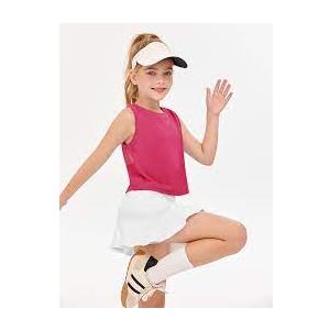 Haloumoning Girls Athletic Tank Tops Kids Racerback Sleeveless Workout Running Sports Shirts 514 Years Rose Red 150