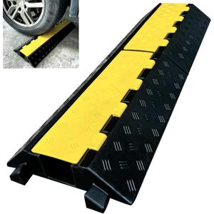 Foldable1 Channel Rubber Cable Protector Wire Hose Protective Ramp 22000Lbs Load Capacity Traffic Speed Bump for Asphalt Concrete Gravel Driveway Indoor Outdoor (1PACK)