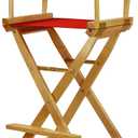 Casual Home Director's Chair ,Natural Frame/Red Canvas,30" - Bar Height, 30 in