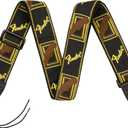 Fender Monogrammed Guitar Strap, 2in, Black/Yellow/Brown