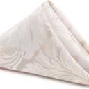 EHouseHome Damask Jacquard Cloth Napkins Waterproof Spillproof Polyester Fabric Napkins Beige, Set of 12, 17 x 17 Inch