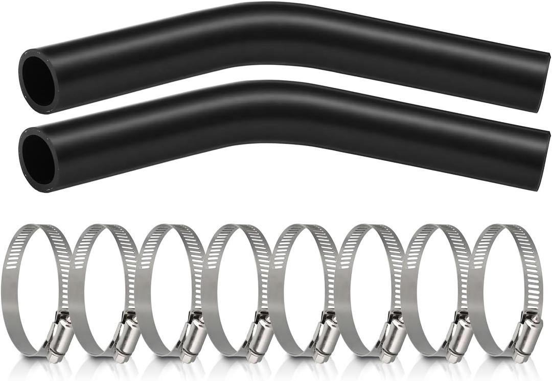 2pack 15 7/8" Length Gas Tank Fuel Filler Hose Replacement with 8 Clamps,1 1/2" ID 45 Degree Reinforced Gasoline Fuel Filler Neck Hose
