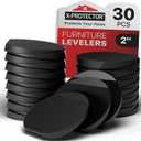 X-Protector Furniture Levelers - 30 PCS 2" Black Rubber Shims for Leveling - Multi-Purpose Feet to Prevent Wobbling - Good for All Kinds of Furniture!