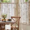 Jinchan Amlie Floral Kitchen Curtains 36 Inch Length Linen Cafe Curtains Small Window Drapes Light Filtering Botanical Farmhouse for Bedroom Bathroom Rod Pocket 2 Panels Taupe on Linen, 26"W x 36"L