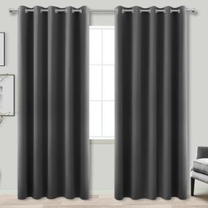 KOUFALL Extra Wide Thermal Soundproof Curtains, 72 x 84 Inch Long Black Out Noise Reducing Blackout Curtains for Bedroom Living Room, 2 Panel Set, Grey (Dark Gray)