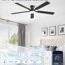 ZMISHIBO 60 Inch Ceiling Fan with Light, App&Remote Control, Flush Mount Low Profile, Dimmable 20W LED Light, Quiet Reversible Motor for Bedroom, Living Room, Apartment, Black