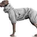 Dog Lightweight Windbreaker, Pet Outdoor Sports Jacket, 0.5 lbs,3 in One, Hooded, Easy on/Off with Collar and Harness, Reflective Piping, Packable, Dog Hiking/Camping, Grey (Large)