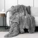 Pawque Faux Fur Throw Blankets for Couch, Sherpa Fleece Warm Super Soft Fuzzy Fluffy Blanket, 50x60 inches Thick Shag Lightweight Cozy Gift for Women Men Bedroom Sofa, Grey