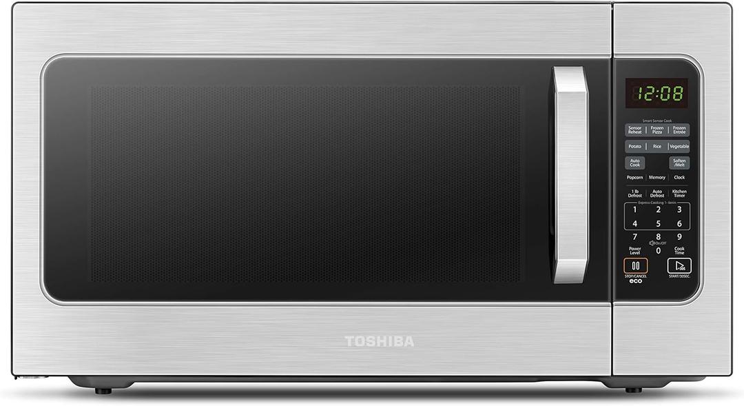 Toshiba ML-EM62P(SS) Large Countertop Microwave with Smart Sensor, 6 Menus, Auto Defrost, ECO Mode, Mute Option & 16.5" Position Memory Turntable, 2.2 Cu Ft, 1200W, Stainless Steel