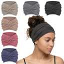 YONUF Wide Headbands For Women Extra Large Headband Twisted Knot Head Bands For Women's Hair Band Scarf Turban Accessories 6 Pack (Marled)