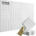 12 Pack Sound Proof Foam Panels for Walls, Self-Adhesive Acoustic Panels Sound Absorbing, 12" X 12" X 0.4" High Density Soundproof Wall Panels Tiles for Door, Ceiling, Home Office, White