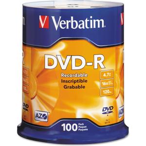 Verbatim DVD-R Blank Discs AZO Dye 4.7GB 16X Recordable Disc Spindle, Silver