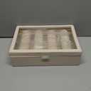 Bracelets Organizer Rods Bangles Display Holder, Clear See through Lid Leather Velvet Jewelry Storage Box Case for Women, 4 Rods Apricot Leather