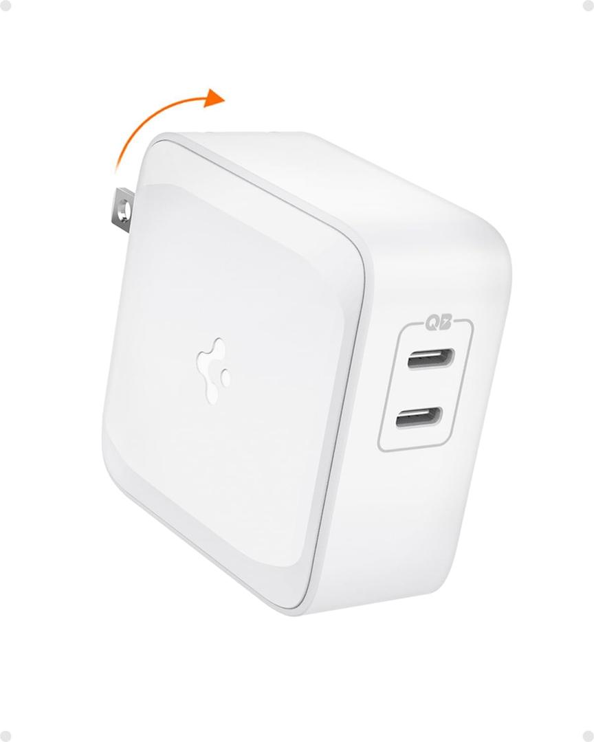 Spigen for 70W Dual USB C Wall Charger, [GaN II] 60W Single Port, PD Fast Charging for MacBook Pro Air iPad USBC Laptop Dell XPS iPhone 17 16 15 14 13 Plus Pro Max