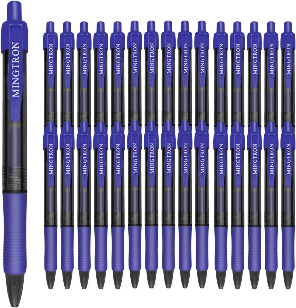 Gel pens, 26 Pack Blue Pens Fine Point, No Smear Ink Pens for Left Hand, Click Pens Bulk, Retractable Rollerball Pens for Smooth Writing, 0.5MM, Navy Blue Ink