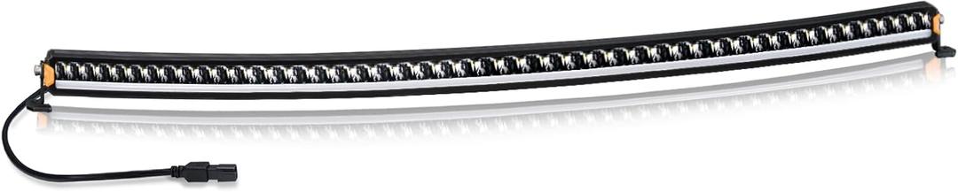 LIGHTFOX 50inch LED Light Bar Curved with DT Connector Single Row Spot Flood Beam 190W 22,000LM Offroad Light Bars, Waterproof Grille Mount Driving Light for UTV ATV SUV Truck Boat IP68