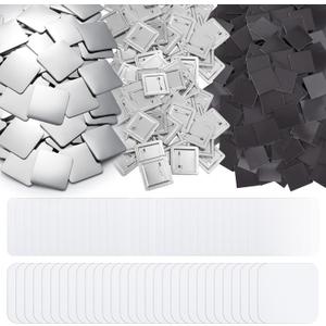 50mm/ 2 Inch Button Craft Press Supplies Square Button Part DIY Fridge Magnets Craft Set Including Magnet, Metal Cover, Plastic Back Cover, Pin,Transparent Film,Blank Paper(100 Sets,Metal)