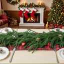 Artificial 2Pcs 5Ft Norfolk Pine Garlands, Real Touch Christmas Winter Pine Garland, Thick Deluxe Faux Green Greenery Garland for Table, Fireplace, Stairs, Mantle, Indoor Outdoor Christmas Decorations