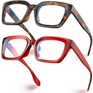 VISOONE Chunky Square Blue Light Blocking Glasses with Anti Computer Glare for Working Women Men MONTANA