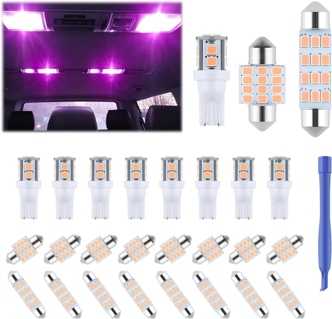 24 Pieces Dome Light LED Car Interior Bulb Kit Set 194 T10 DE3175 578 31mm 42mm Bulbs Interior Replacement Lights for Car Map License Plate Door Side Marker Cornering Trunk Light - Purple