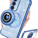 LISEVO for Samsung Galaxy S23 Case - Women Glitter Bling Girls Compatible with MagSafe Ring Stand Magnetic Phone Case Girly Cute Sparkly Luxury Elegant for Samsung S23 Cases - Blue