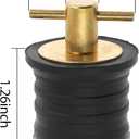2 Pcs T-Handle Boat Plug Brass/Stainless Steel Boat Drain Plug Snap Handle Plug Rubber Drain Plug for Boat Marine